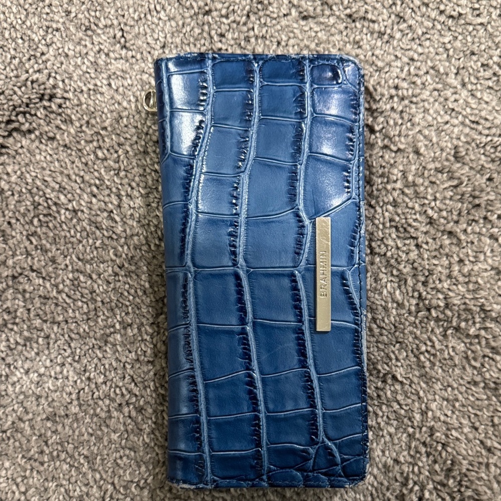 Brahmin Blue Croc-Embossed Wallet